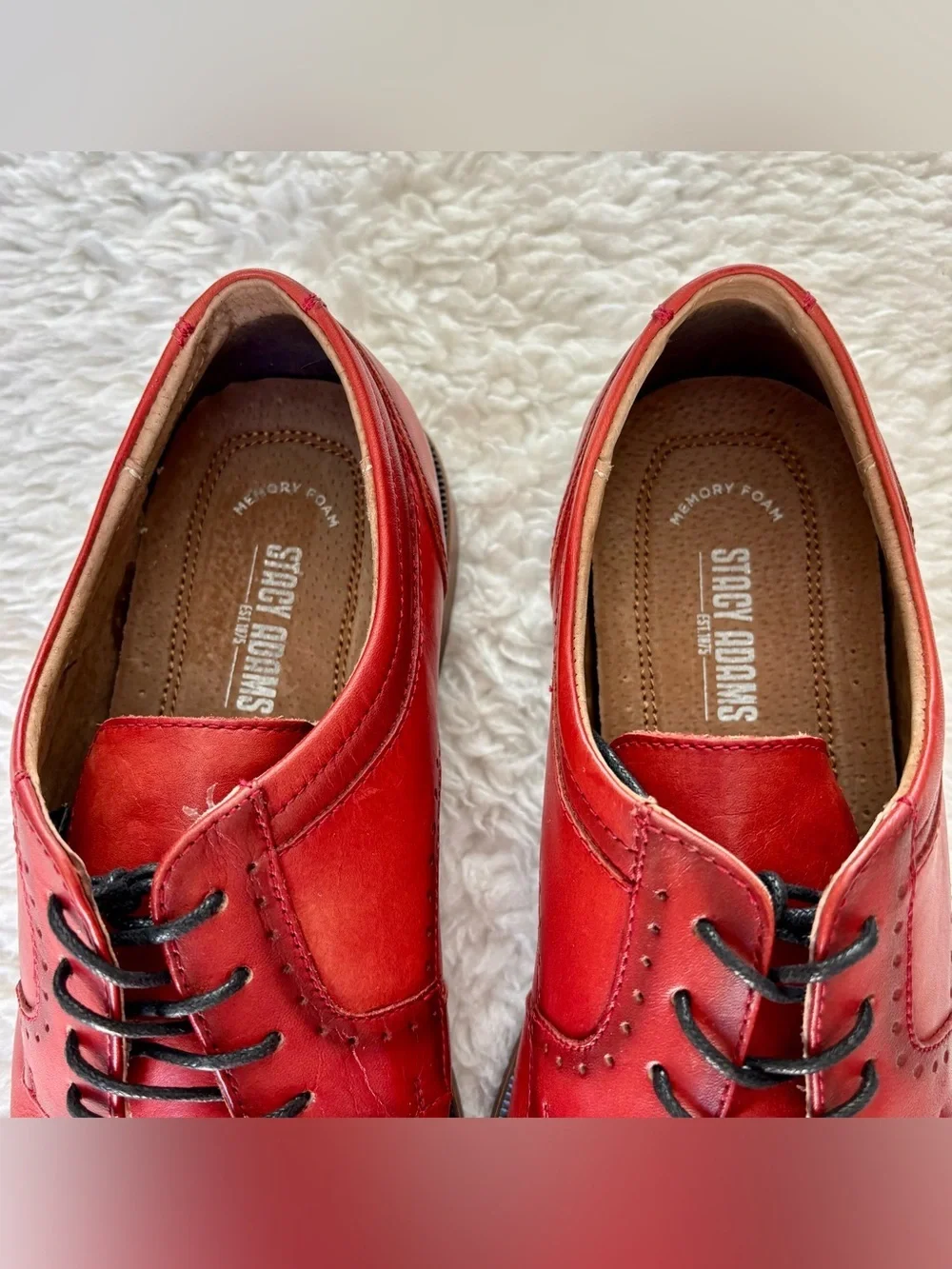 Stacy Adam’s Men's Red/Brown Gradient Leather Memory foam Derby Shoes size 12 M